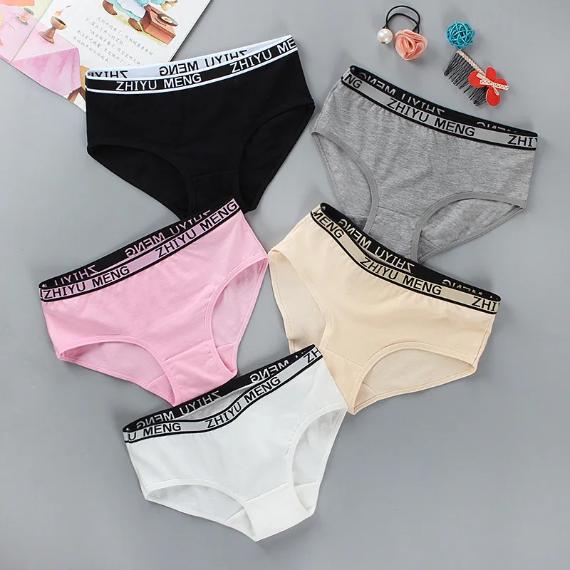 Yong Girls Briefs Children Cotton Underwear Letter Low Waist Short Briefs Comfortable Ladies Panties 1pcs