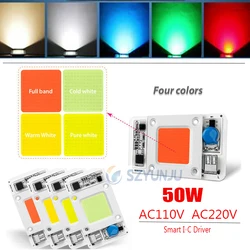 50W AC110V AC220V LED COB Chip Lamp Floodlight Smart-IC Bulb Bead Warm/Cold White Red Green Blue Full sectrum pink