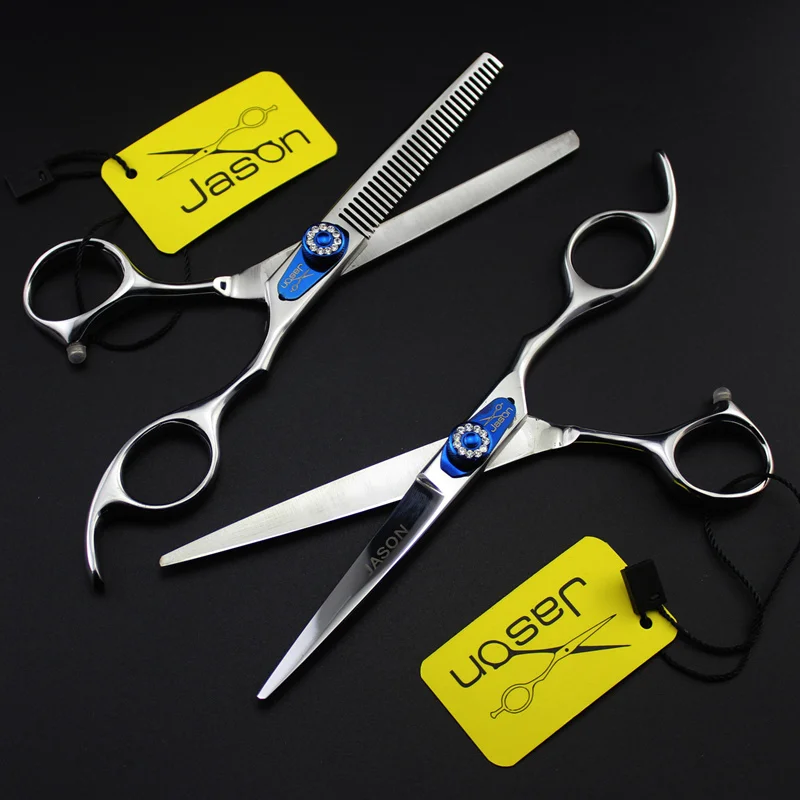 

6.0inch Japan JASON TOP GRADE Hairdressing Scissors 440C 62HRC Bang Cut Barbers Cutting Scissors Thinning Shears Hair Scissors