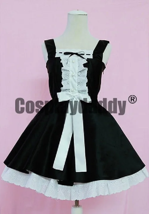 

Bakemonogatari Shinobu Oshino Black Maid Lolita Dress Cosplay Costume F006