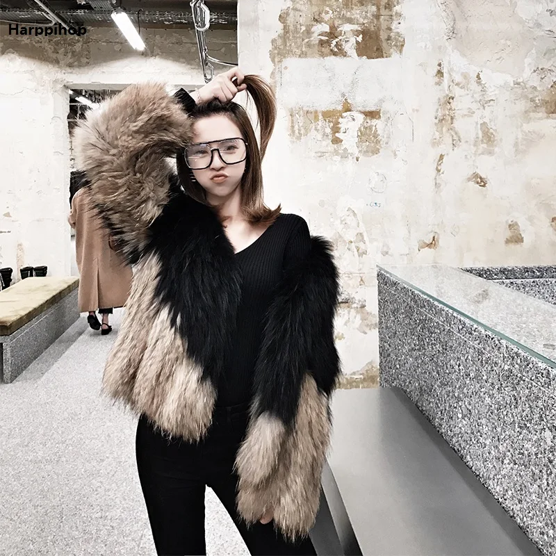 2023 Knitted Handmade Natural True Raccoon Fur Coat Factory Direct Sale Low Discount High Quality Plus Big Size