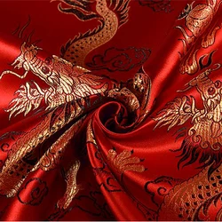 HLQON tessuto moda broccato stile drago rosso importato utilizzato per Quilting cucito vestito abbigliamento donna gonna raso di 100x115cm