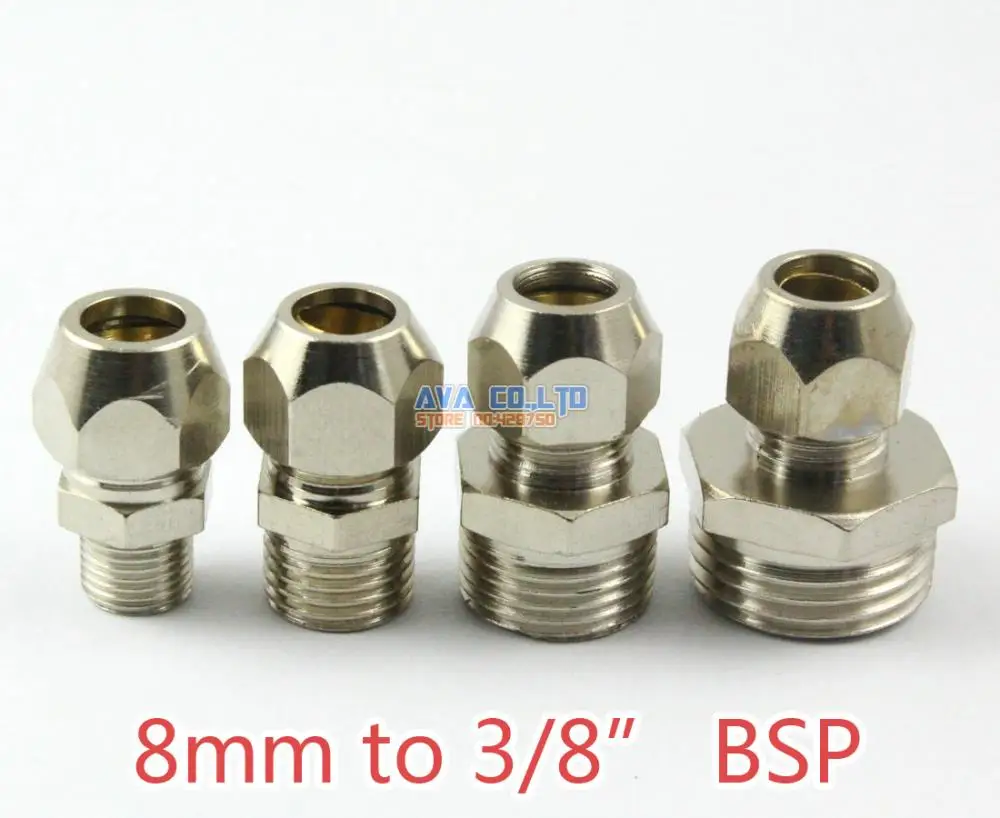 10 Pieces Brass 8mm to 3/8