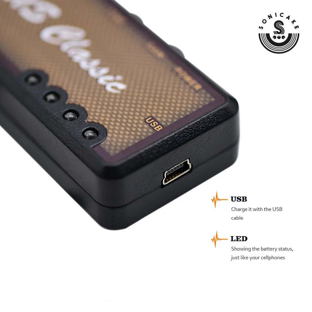 SONICAKE US Classic Plug-In USB Chargable Portable Pocket Guitar Headphone Amp Carry-On Bedroom Effects QAP-02