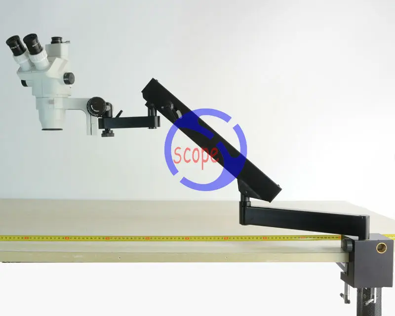 FYSCOPE 6.7X-45X STEREO ZOOM MICROSCOPE +ARTICULATING STAND WITH CLAMP+144LED light
