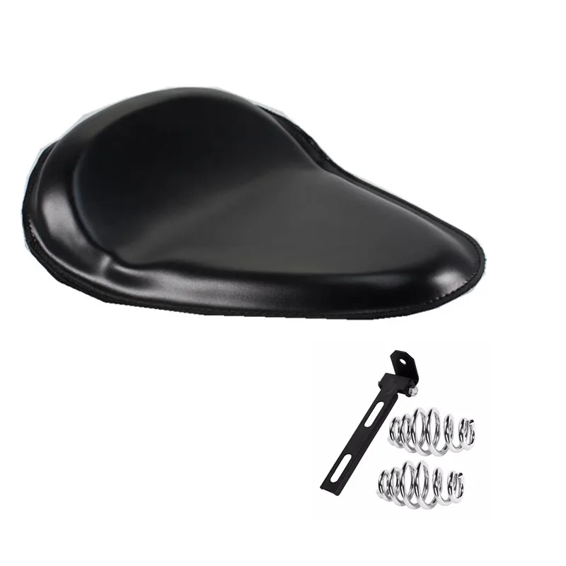 Motorcycle Black Leather Style Solo Seat-& 3 Spring Bracket For Harley Sportster Bobber Chopper Breakout CVO Custom