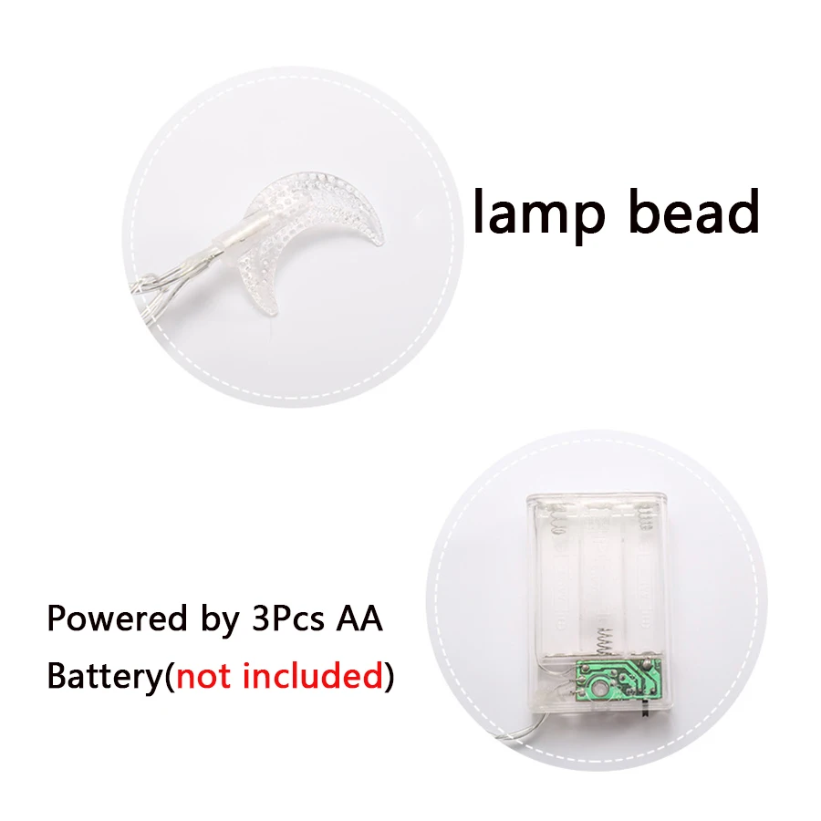 1.5M/3M/6M Moon shape LED String lights Holiday lighting Fairy Garland For Christmas Tree Wedding Party Ramadan Decoration image 4