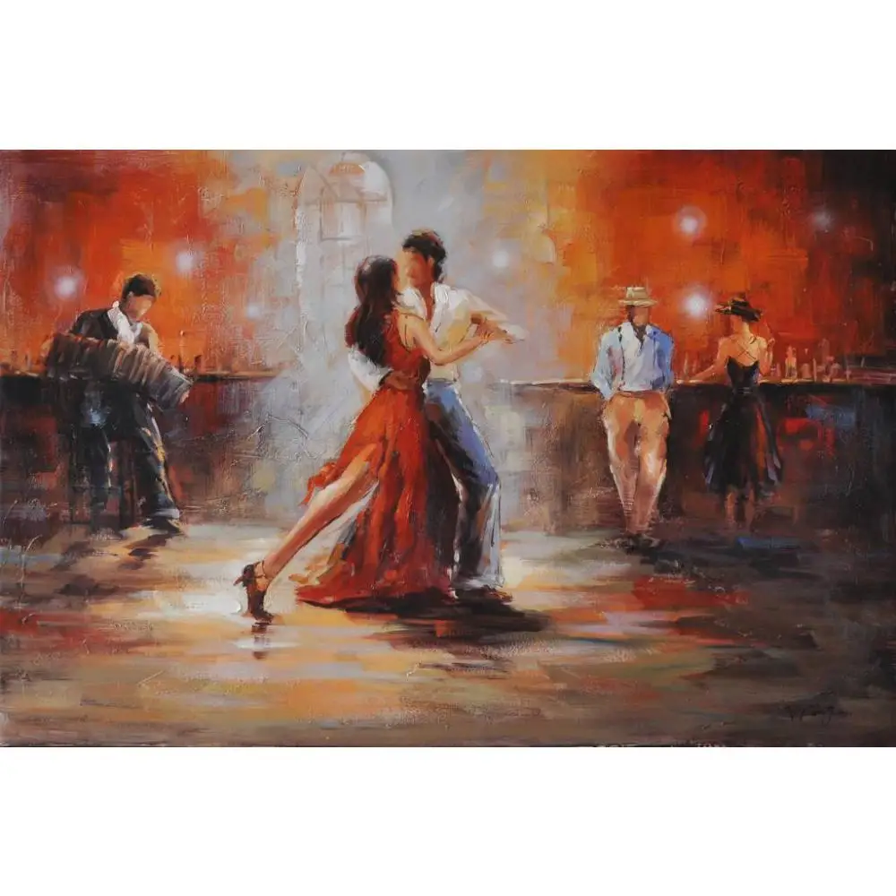 Large Canvas Contemporary Art Figure Paintings Room With Tango Modern Figure Artwork For Living Room Handmade High Quality