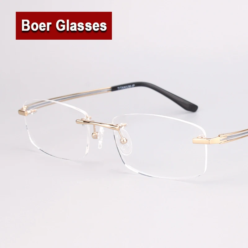 

New Pure Titanium Eye Glasses Myopia Spectacle Optical Prescription Eyewear Male Eyeglasses Men Rimless Frames 9123