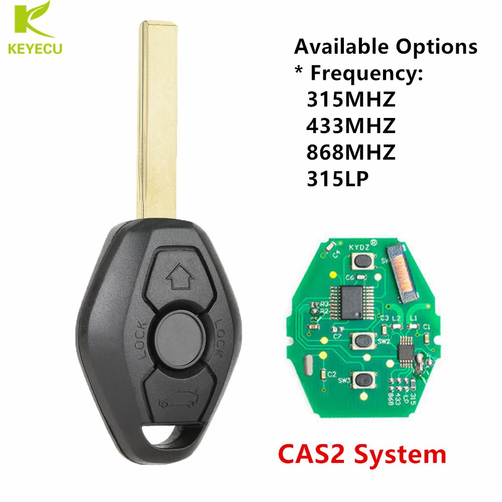 Część wymienna KEYECU zdalnie sterowany samochód klucz 3 przycisk CAS2 pilota 868MHZ 5WK47991 dla BMW 5 6 serii E60 E61 E63 E64 2003-2008 Uncut HU92