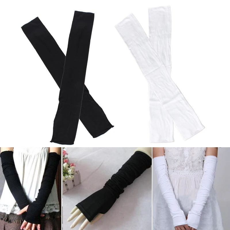 A Pair Fashion Girls Summer Long Half Finger UV Protection Sun Block Gloves 4 Colors ,High Quality Female Gloves