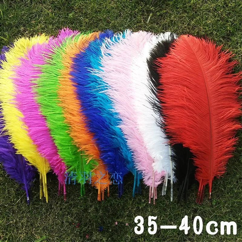 Wholesale  Pcs 35-40cm Beautiful Cheap Colored Ostrich Feathers Diy Jewelry Accessories Wedding Decorations Plume Ostrich