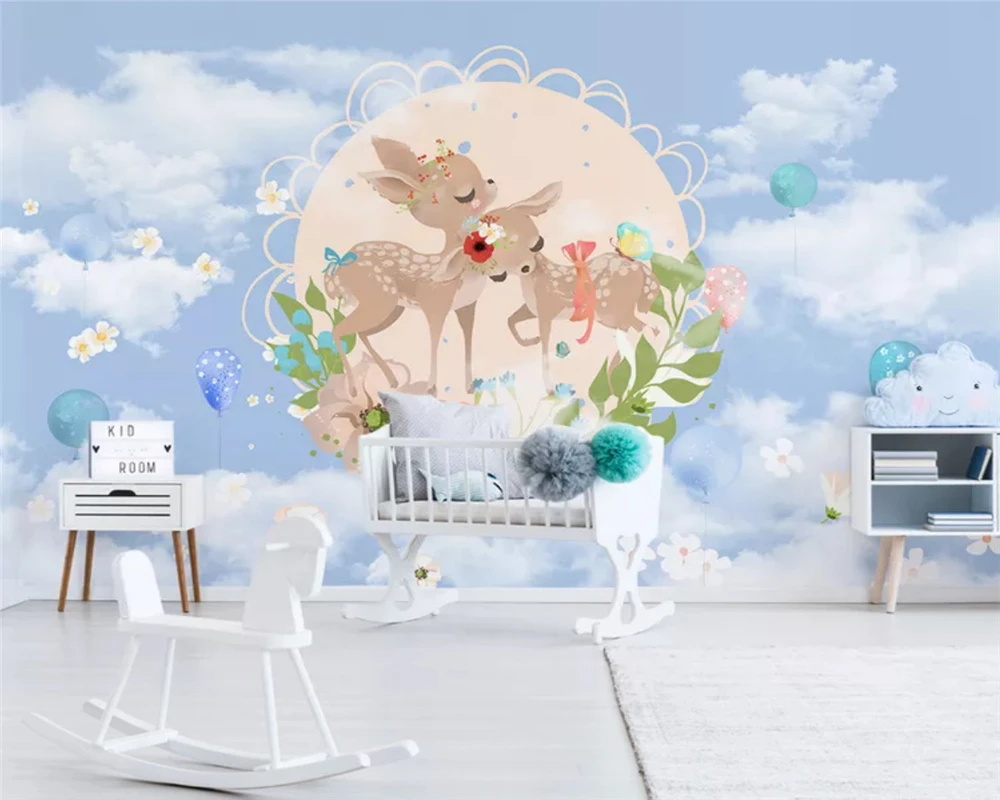 beibehang papel de parede Custom Nordic Modern Simple Cute Animal Children\'s Room Background 3d Wallpaper wall papers home decor