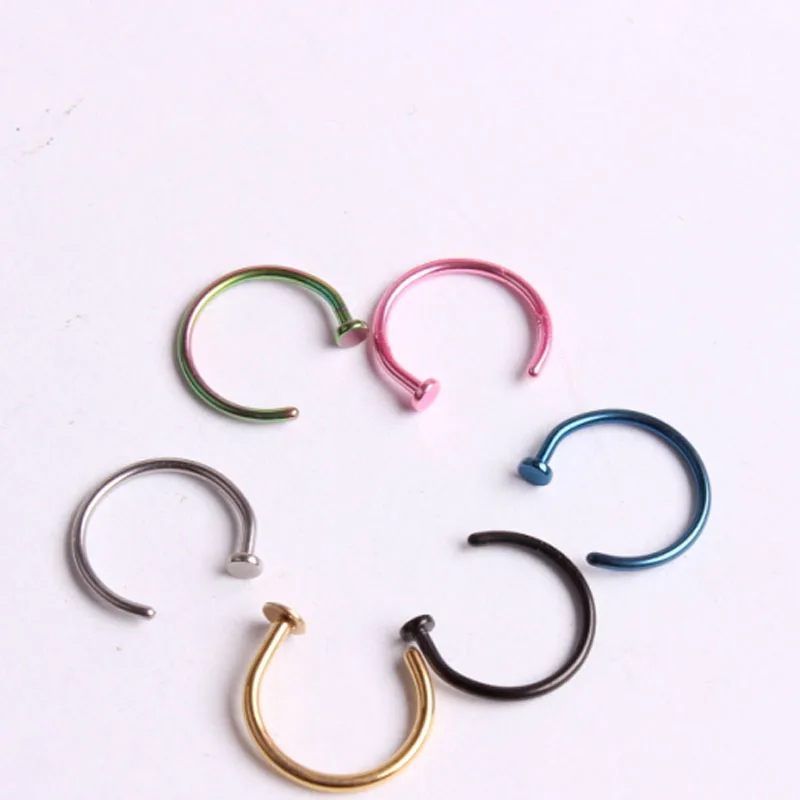 1 pcs 7 Colors Piercing Nose Ring  Hoop Circular Ring Labret Nipple Hoops Nose Eyebrow Piercing nose stud body jewelry