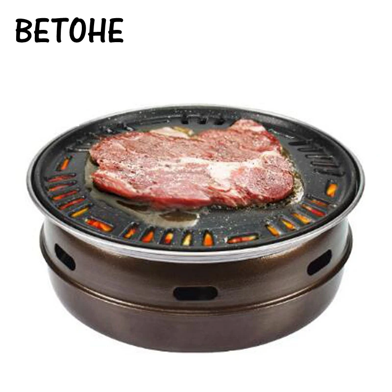 

BETOHE Korean Carbon Oven Barbecue Grill Household Baking Tray Round Barbecue Machine Fried Meat Pot