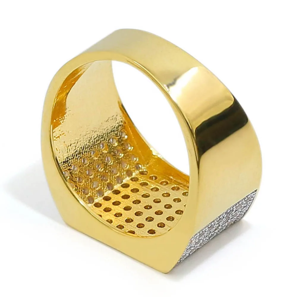 TOPGRILLZ Hip Hop Bling Rings All Iced Out Real Micro Pave CZ AAA Cool Mens Women Couple Gold & Silver Color Hiphop Ring