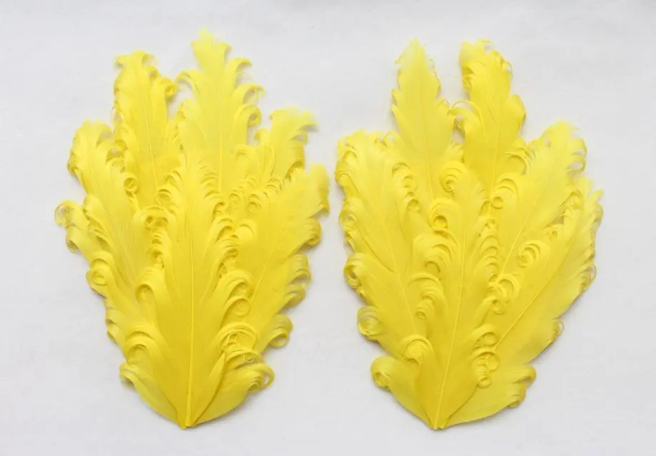 set of 10 pcs Yellow Curled Goose Feather Pads Curly Nagorie feather pads free shipping