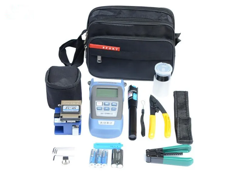 

FTTH Fiber Optic Tool Kit with Fiber Cleaver -70~+10dBm Optical Power Meter Visual Fault Lcator 5km