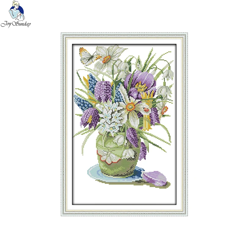 Gioia Domenica Serie Fiori di Tela DMC Contati 11CT 14CT Cinese Punto Croce Kit di Ricamo Stampato Decorazione Della Casa Regalo di Invio