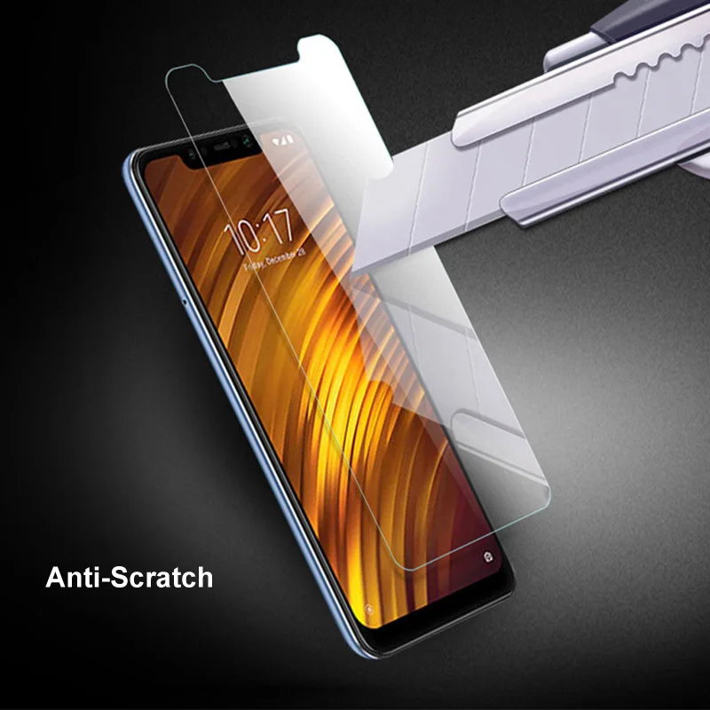 3 個 Xiaomi Pocophone F1 強化ガラススクリーンプロテクター保護フィルム 9 H Xiaomi ポコ電話 F1 ケースに