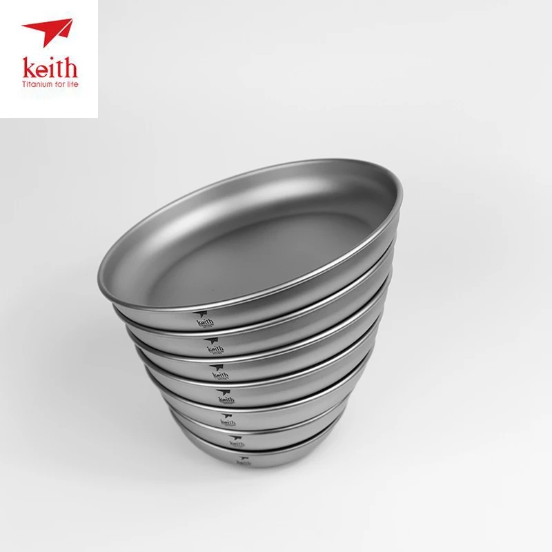 Keith Titanium Plate Camping Titanium Dishes Saucer Outdoor Tableware Camping Plates Cutlery 150ml-450ml Ti5371 Dropshipping
