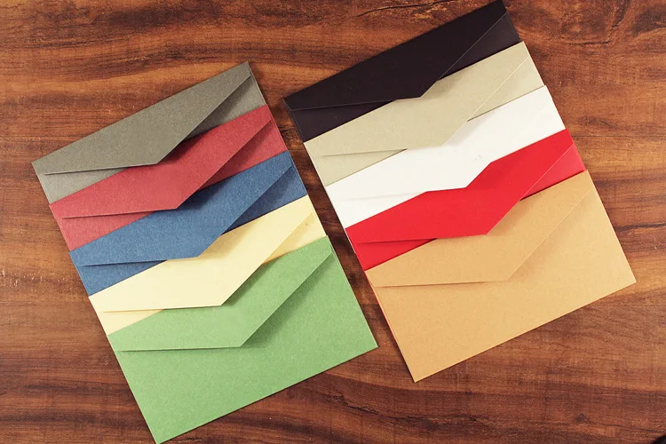 5pcs/lot 11X22cm Vintage Kraft Paper Business Envelopes Wedding Invitation Wallet Envelopes Wholesale Solid Paper Envelopes