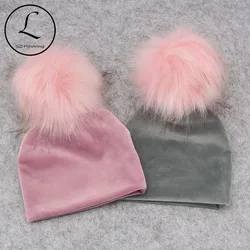 Gzhilovingl nebworn baby boys girls soft cotton toddler infant faux fur pompom hat用の新しい冬の厚く暖かいベルベットビーニー帽子