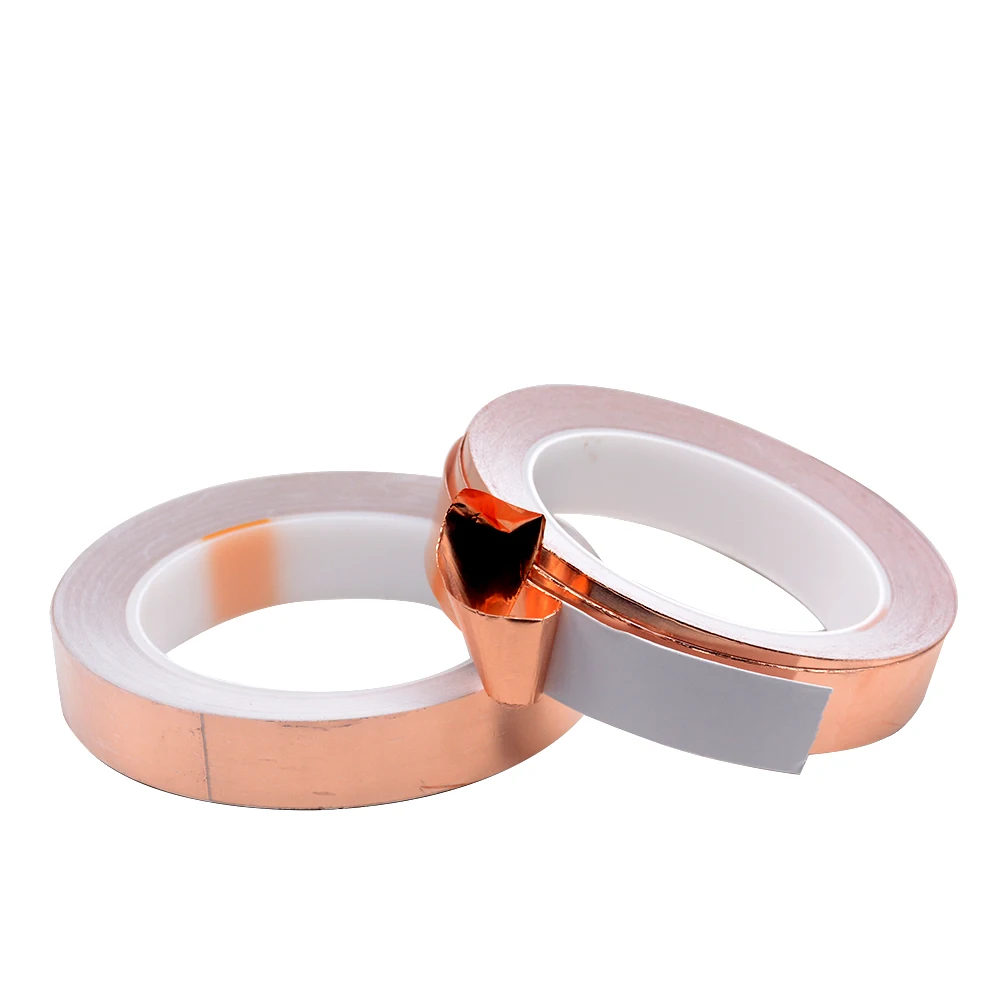 1PC 20M Single Side Conductive Copper Foil Tape Strip Adhesive EMI Shielding Heat Resist Tape Width 4 5 6 8 10 12 15 20 MM