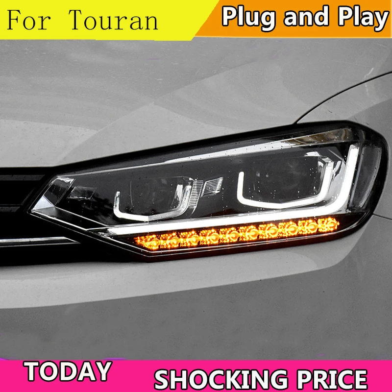 

doxa Car Styling Head Lamp case for VW Touran Headlights Touran 2016 2017 LED Headlight DRL Lens Double Beam Bi-Xenon HID