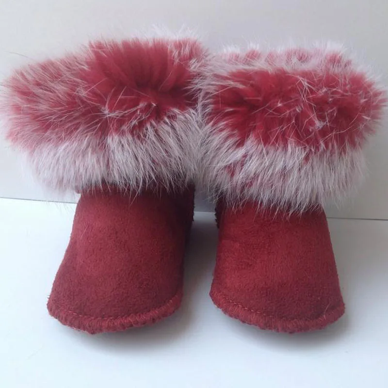 New Quality winter baby shoes boots with Rabbit Fur infants warm shoes  girls baby First Walker Leather boy baby boots