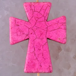 50x40MM Pink Turquoise Bead Cross Pendant Jewelry For Woman Gift S012