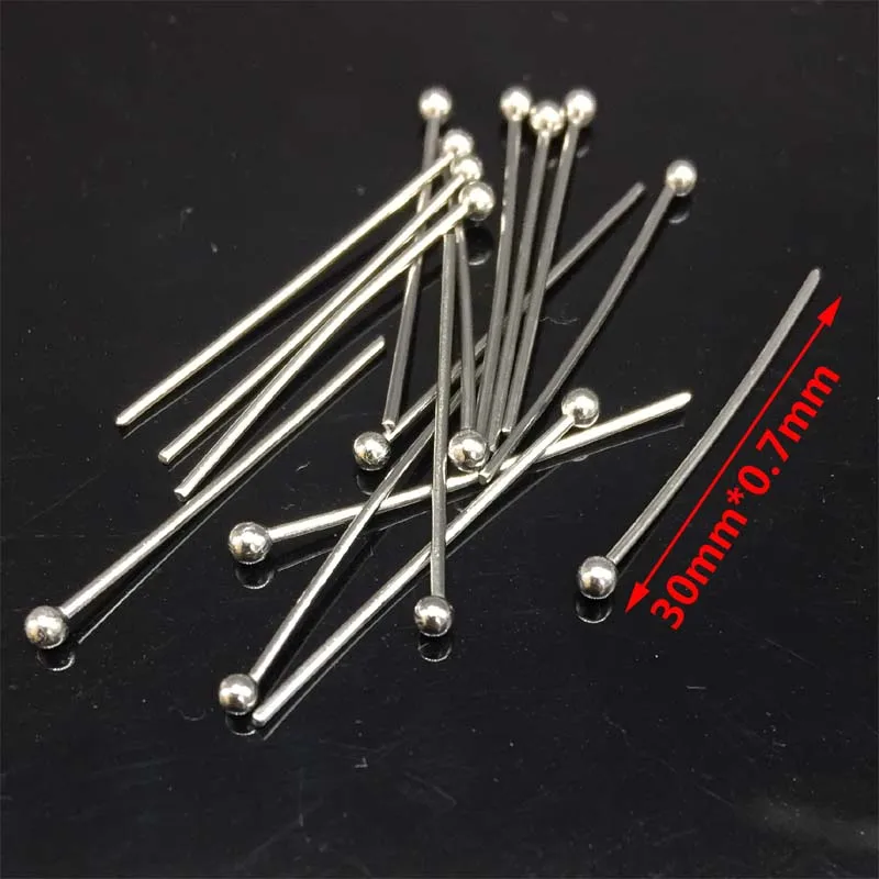 100pcs 20mm/25mm/30mm/40 millimetri in acciaio inox sil Palla End Testa Spilli giudizio Tono Argento 21 Gauge Ipoallergenico