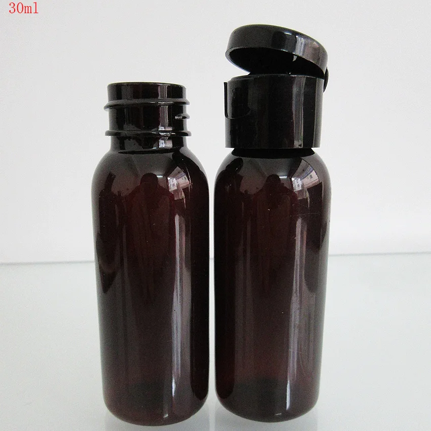 10pcs 1OZ/30ml Amber bottle PET plastic Empty Refillable bottle for tatto Ink,Eliquid,interchangeable Round bottle with flip cap