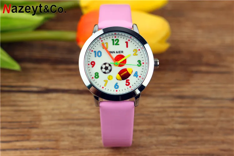 NAZEYT-Reloj de pulsera de cuero para niños, cronógrafo deportivo de baloncesto, fútbol, Rugby, esfera, regalo