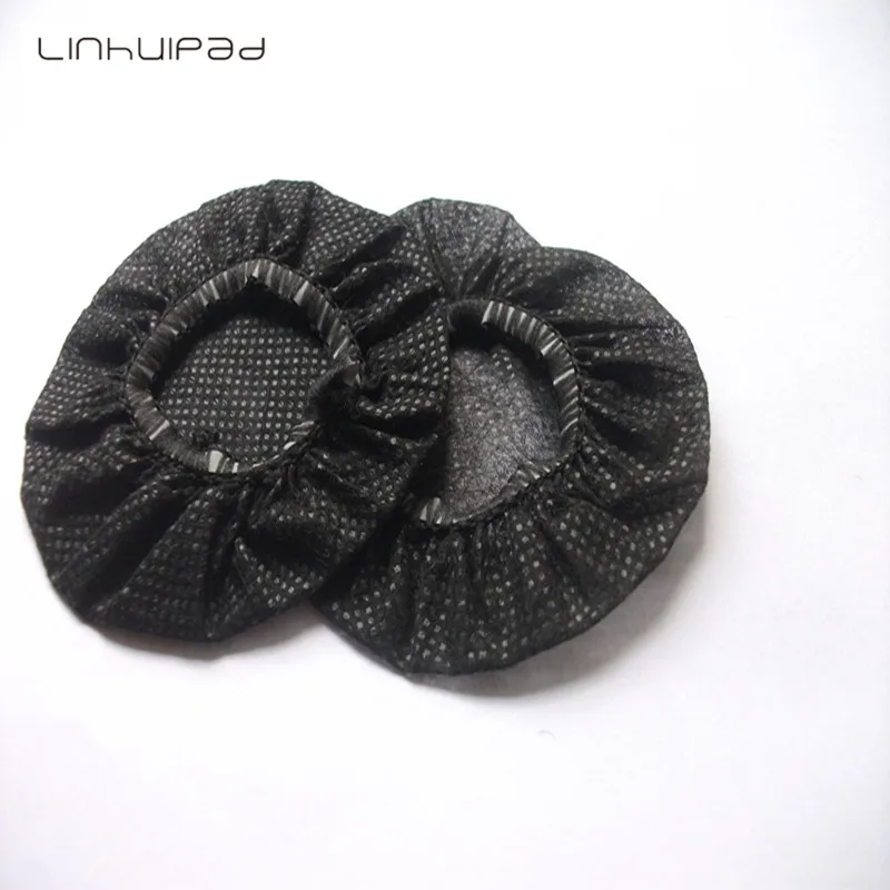 Linhuipad Replacement Non-woven Sanitary headphone , microphone covers , Small size , OD 6cm Black , 5000 pcs / lot