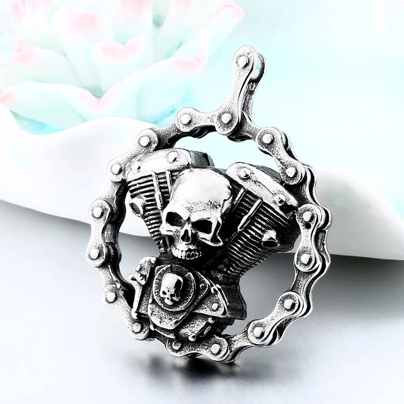 Beier New Store Stainless Steel Vintage Skull Pendant Fashion Motorcycle Chain Men\'s High Quality Gift LLBP8-348P