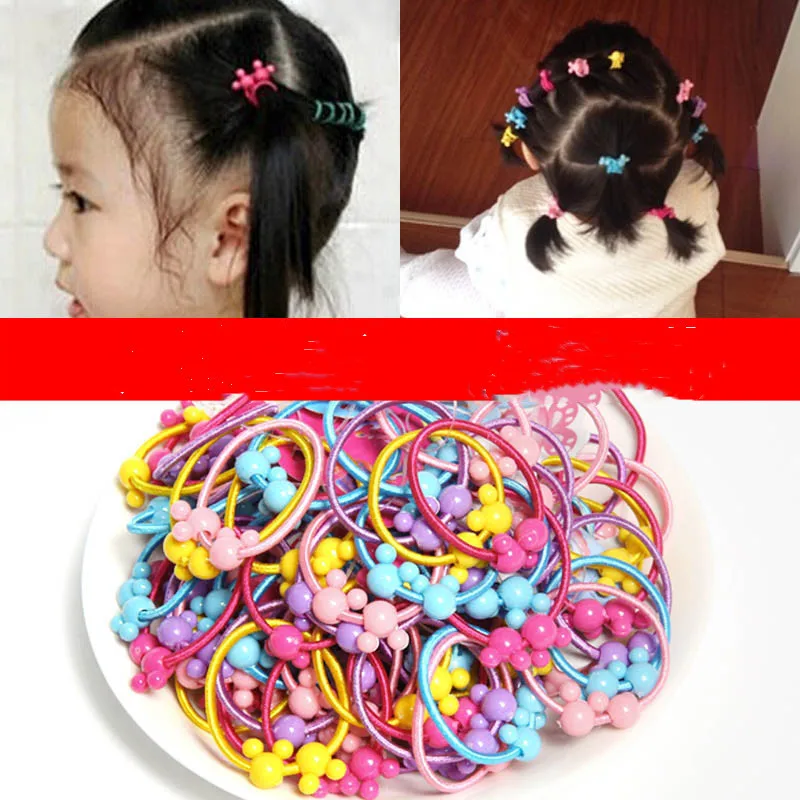 50PCS/Lot 3.0CM Lovely Stars Children Hair Ties Cute Rubber Bands Ponytail Elastic Hair Band Hair Rope Cartoon Hair Accessories