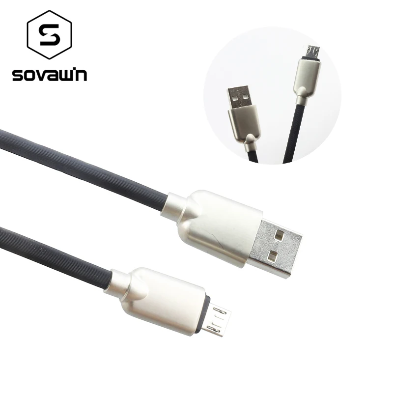 Sovawin Zinc alloy Micro USB Fast Charging Elastic TPE Microusb 1m 2.4A Cable Data Transmission For Xiaomi For Samsung Android