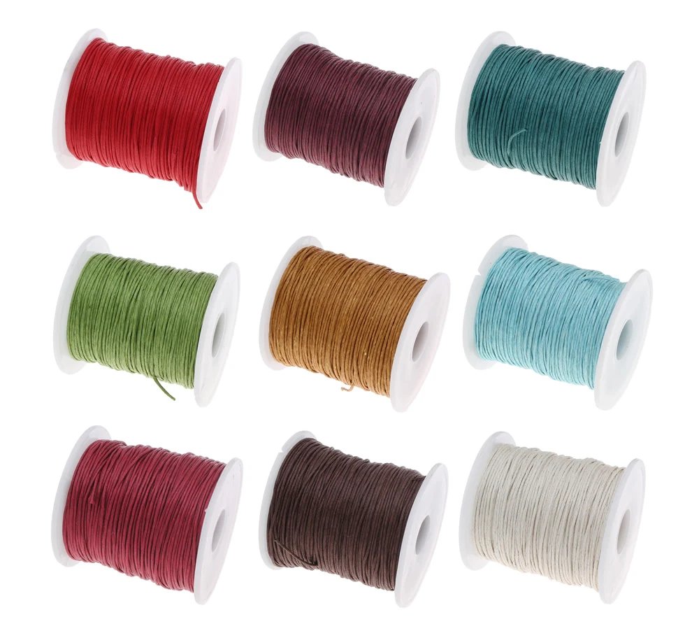 10PC 38 Color about 70m/Spool 1MM Waxed Cotton Cord Thread Cord Plastic  String Strap For DIY Rope Bead Necklace Bracelet Making