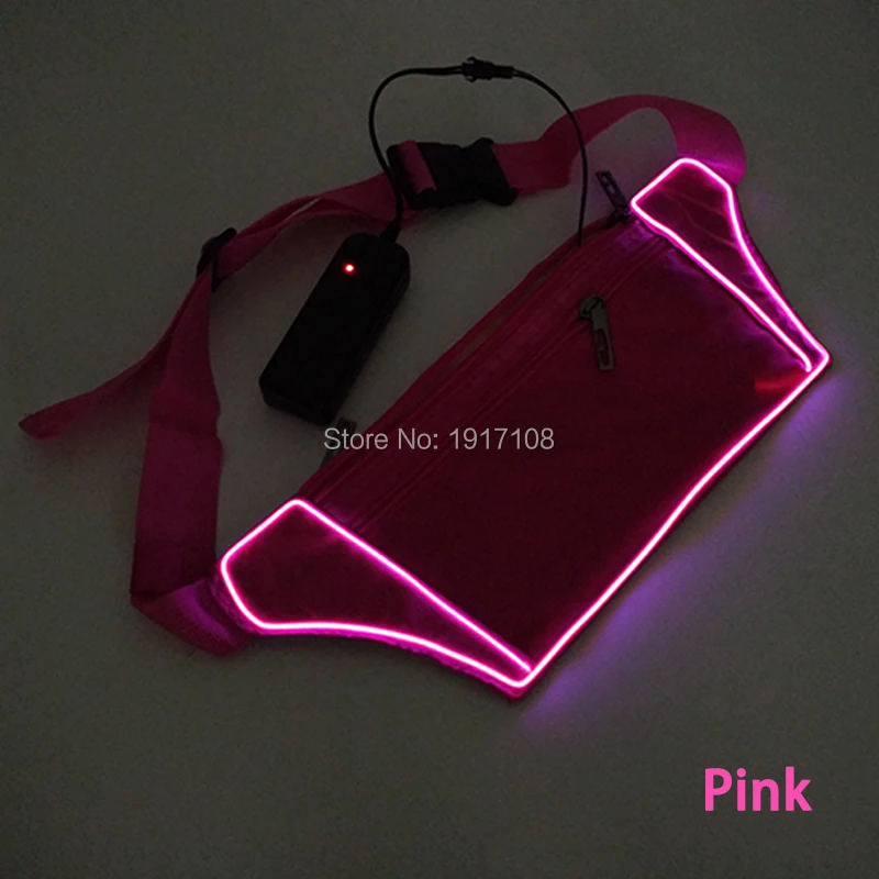 Men Women EL Wire Glowing Running Waist Bag Fitness Packs Mobile Phone Holder Jogging Sports LED Running bag party supplies