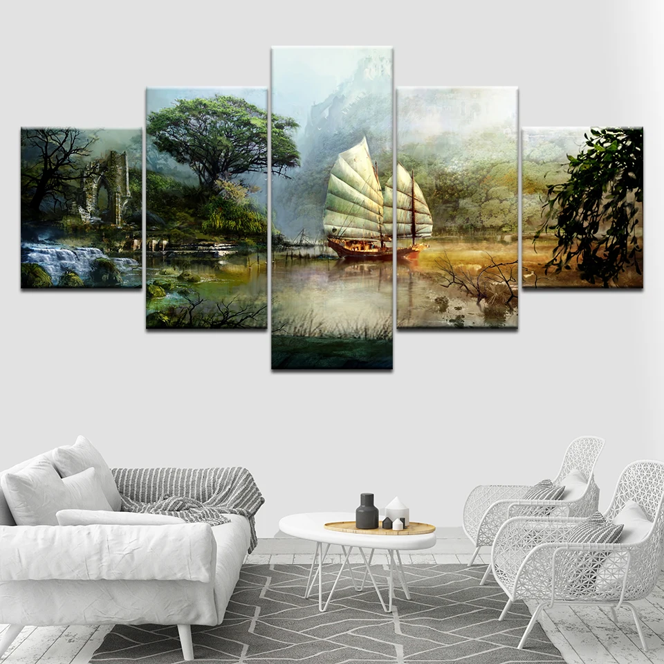 The guild wars 5 Piece Wall Art Canvas Print modern Poster Modular art painting for Living Room Home Decor