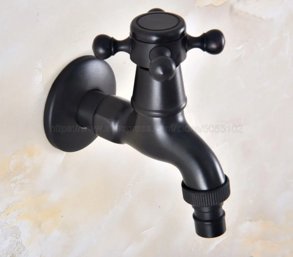 Wall Mounted Black Oil Rubbed Bronze Cross Handle Washing Machine Faucet/Garden Single Cold Faucet zav340