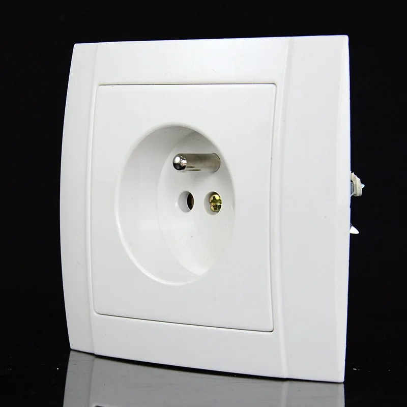 French standard wall power outlet socket safety ground CE certified ABS material 90* 82mm  YW-2506-F