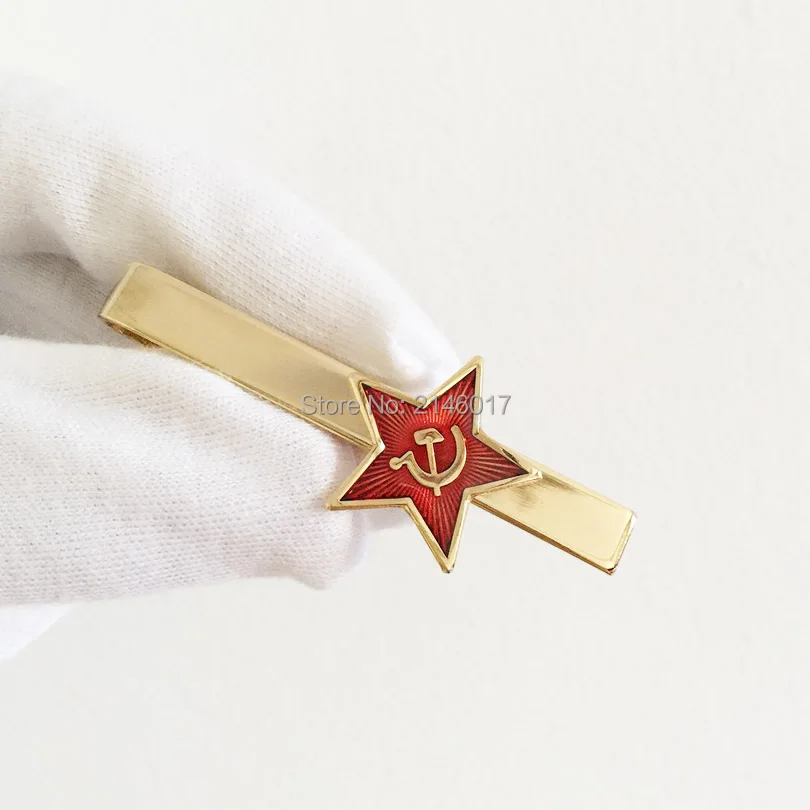 10pcs Communism Soviet Union Ussr Tie Bar Russia Red Star Hammer Sickle Logo Tie Clips Cold War Souvenir Metal Craft