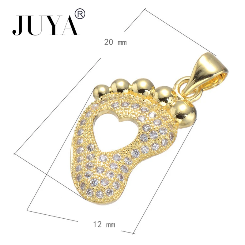 JUYA Cubic Zirconia Bicycle Baby Foot Charms Pendants DIY Handmade Jewelry Findings Accessories For Necklace Bracelet Making