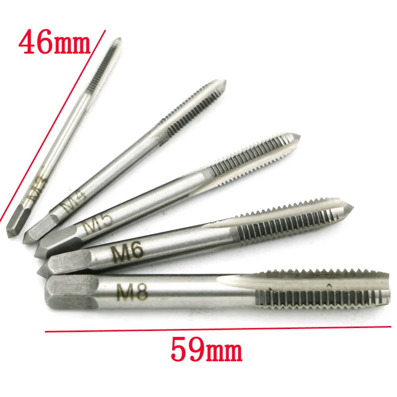 5PCS/Set HSS M3 M4 M5 M6 M8High Speed Steel HSS6542 Spiral Tip Tap Machine Hand Thread Tap Positioning Tap Bit