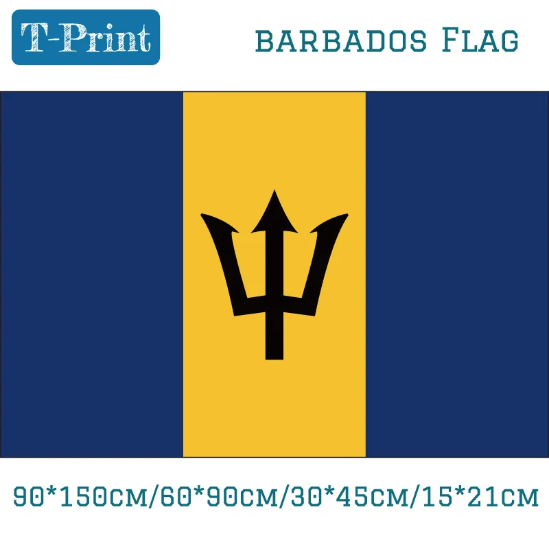 Barbados National Flag and Banner With Brass Metal Holes 90*150cm(3x5ft)/60*90cm/40*60cm Flying Hanging Flag 15*21cm Hand Flag
