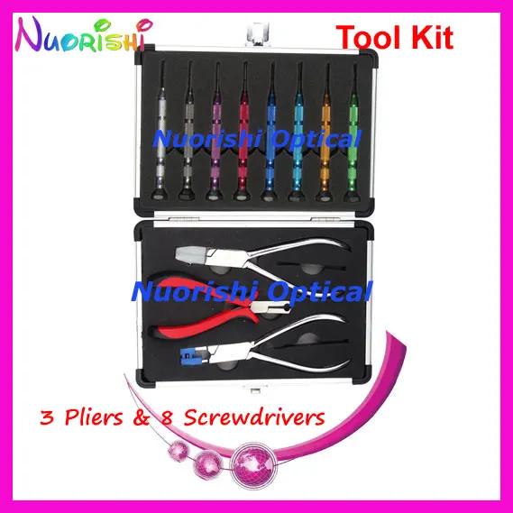 

Professional Glasses Screwdriver and Pliers Repairing Tool Kit Set 3 Pliers 8 Screwdriver PL073