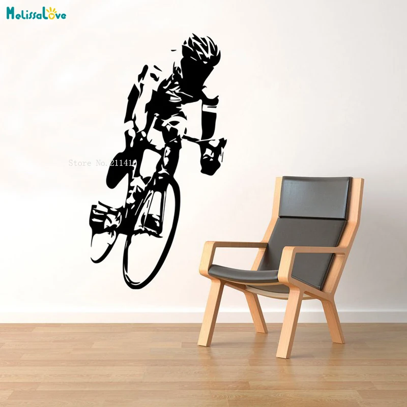 Cyclist Wall Vinyl Decal Cycle Race Sticker Extreme Sport Murals Room Interior Home Art Decoration Removable for Youth YT1171