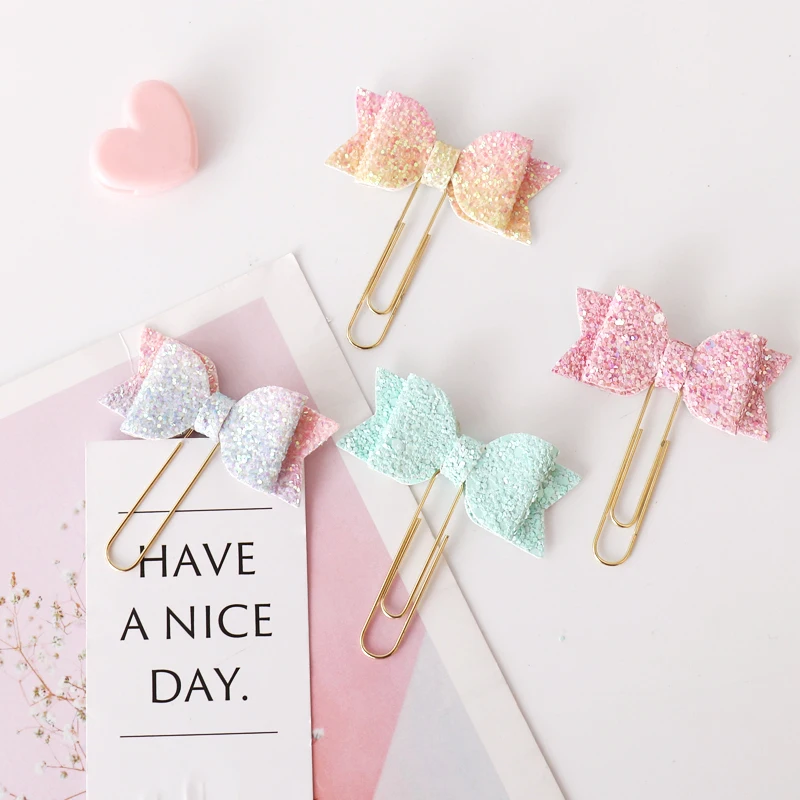 TUTU 4pcs/lot original creative bow-knot design office school paper clips set stationery kawaii student bookmark clips set H0283